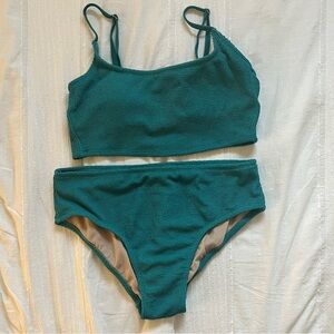Teal Textured Bikini Set